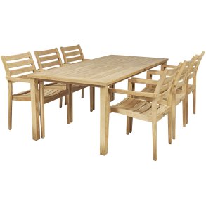 Mandalay Cambridge Havemøbelsæt m. 6 York Stole 200 cm, Teak