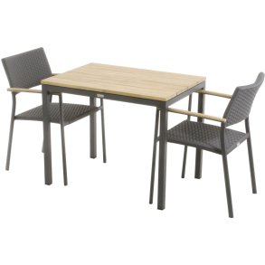 Mandalay Havemøbelsæt m. Toscana Bord 65 cm og 2 Siena Stole, Antracit