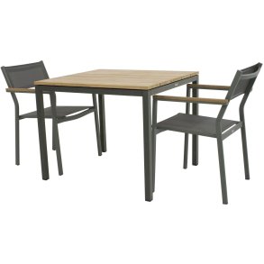 Mandalay Havemøbelsæt m. Toscana Bord 82 cm og 2 Elba Stole, Olivengrøn