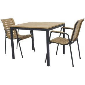 Mandalay Havemøbelsæt m. Toscana Bord 82 cm og 2 Bellevue Stole, Antracit