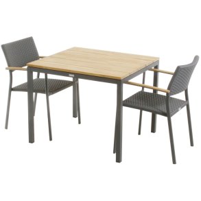 Mandalay Havemøbelsæt m. Toscana Bord 82 cm og 2 Siena Stole, Antracit