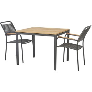 Mandalay Havemøbelsæt m. Toscana Bord 82 cm og 2 Verona Stole, Antracit