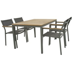 Mandalay Havemøbelsæt m. Toscana Bord 132 cm og 4 Elba Stole, Olivengrøn
