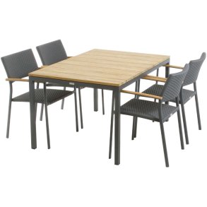Mandalay Havemøbelsæt m. Toscana Bord 132 cm og 4 Siena Stole, Antracit