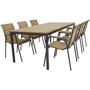 Mandalay Havemøbelsæt m. Toscana Bord 197 cm og 6 Bellevue Stole, Antracit