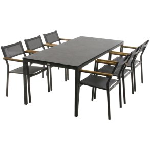 Mandalay Elba Havemøbelsæt m. 6 Stole 197 cm, Antracit
