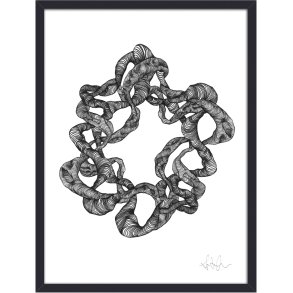 Nordal Wreath Illustration m. Ramme 40x30 cm, Sort/Hvid