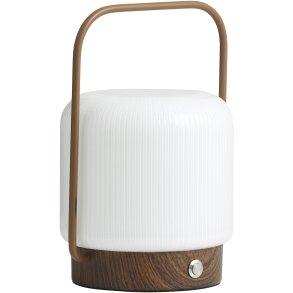 Nordal Troy Trådløs Bordlampe H22 cm, Hvid/Brun