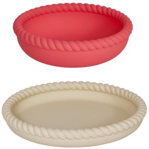 OYOY Mini Mellow Tallerken og Skål 2 stk, Vanilla/CherryRed