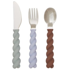OYOY Mini Mellow Bestik 3 Dele, PaleMint/Choko/IceBlue