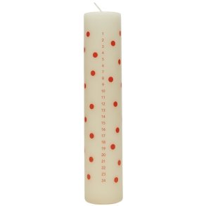 OYOY Polka Kalenderlys H25 cm, Offwhite/Rød
