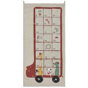 OYOY Bus Julekalender 52x104 cm, Clay/Rød