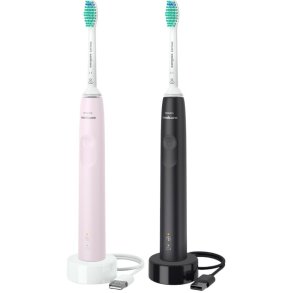 Philips Sonicare Series 3100 Elektrisk Tandbørste 2 stk, Sort/Rose