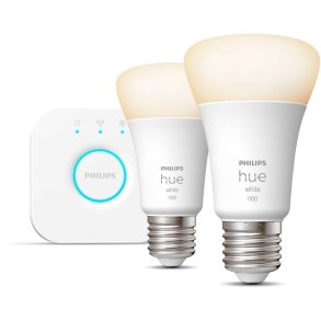 Philips Hue White Startsæt m. 1 Bridge og 2 E27-Pærer Ø6,1 cm