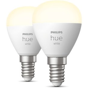 Philips Hue White P45 Kronepærer E14 470 Lumen 2 stk. Ø4,5 cm