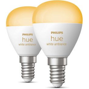 Philips Hue White Ambiance P45 Kronepærer E14 470 Lumen 2 stk. Ø4,5 cm