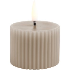 Uyuni Lighting Bloklys m. Riller LED Ø5,8xH4,5 cm, Sandstone