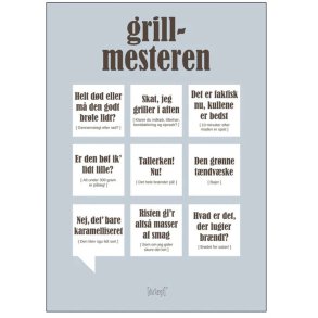 Dialægt Plakat Grillmesteren A4, Grå