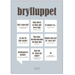 Dialægt Plakat Brylluppet A4, Grå