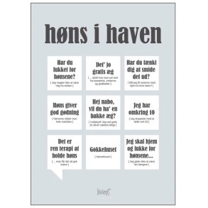 Dialægt Høns I Haven Plakat 50x70 cm