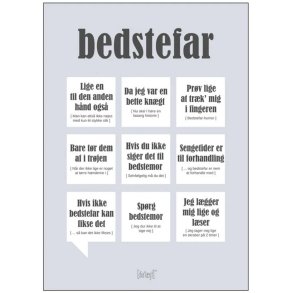 Dialægt Plakat Bedstefar A4, Grå