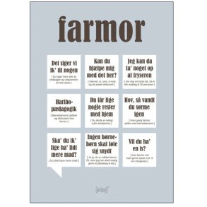Dialægt Plakat Farmor A4, Grå