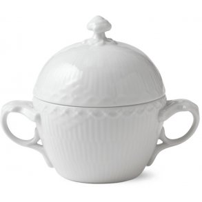 Royal Copenhagen Hvid Halvblonde Sukkerskål m. Låg