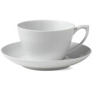 Royal Copenhagen Hvid Riflet Kop m. Underkop 28 cl