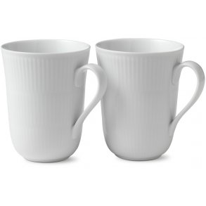 Royal Copenhagen Hvid Riflet Krus 2 stk. 33 cl