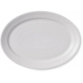 Royal Copenhagen Hvid Halvblonde Oval Tallerken 28 cm