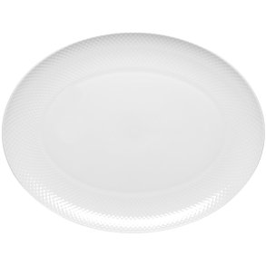 Lyngby Porcelæn Rhombe Ovalt Serveringsfad 42 cm, Hvid