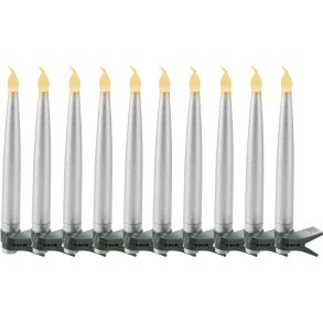 Sirius Carolin Juletræslys LED 10 stk. H15 cm, Sølv