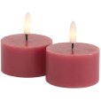 Fyrfadslys LED 2 stk. &Oslash;6/H3,4 cm, Rose Plum