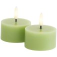Fyrfadslys LED 2 stk. &Oslash;6/H3,4 cm, Spring Green