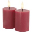 Bloklys LED 2 stk. &Oslash;5/H6,5 cm, Rose Plum