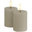 Bloklys LED 2 stk. &Oslash;5/H6,5 cm, Warm Grey