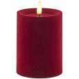 Bloklys LED &Oslash;7,5/H10 cm, Velour/Cherry