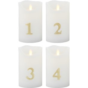 Sirius Sara Adventslys 4 stk, Hvid/Guld
