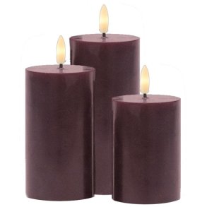 Sirius Sille Bloklys LED Genopladelig 3 stk. Ø7 cm, Bordeaux