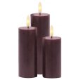 Bloklys LED Genopladelig 3 stk. &Oslash;5 cm, Bordeaux