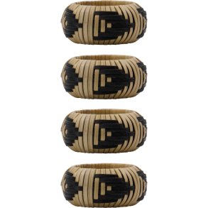 House Doctor Bam Servietring 4 stk Ø5,5 cm, Bambus/Sort