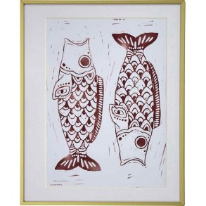 House Doctor Fish Wall Art 40x50 cm, Bordeaux
