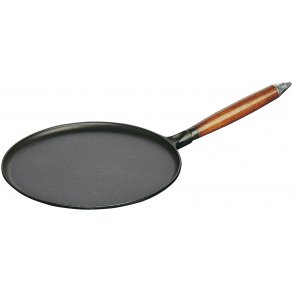 Staub Pandekagepande m. Træhåndtag 28 cm, Sort