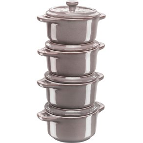 Staub Ceramique Cocotte-sæt 4 stk. Ø10 cm/0,2 L, Antikgrå