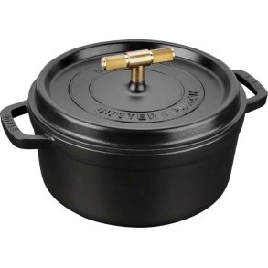 Staub La Cocotte Støbejernsgryde 24 cm/3,8 L, Sort/Messing