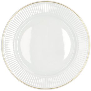 Pillivuyt Plissé Tallerken 28 cm, Hvid/Mat guld