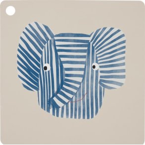 OYOY Mini Dækkeserviet Elefant Erik 38x38 cm, Blå