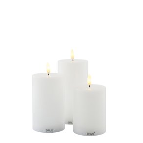 Sirius Sille Exclusive Bloklys LED 3 stk. Ø7,5 cm, Hvid