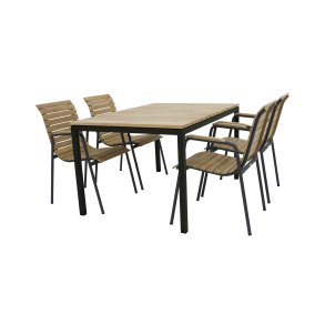 Mandalay Havemøbelsæt m. Toscana Bord 132 cm og 4 Bellevue Stole, Antracit