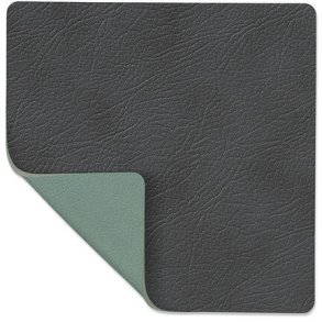 LIND DNA Square Vendbar Recycled Læder Glasbrik 10x10 cm, Cloud Antracit/Nupo Pastelgrøn